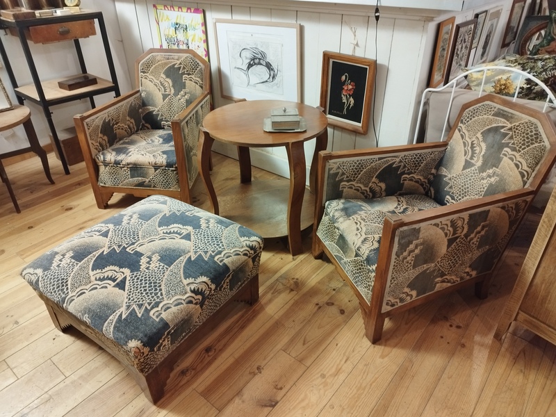 Salon art déco fauteuils et table 