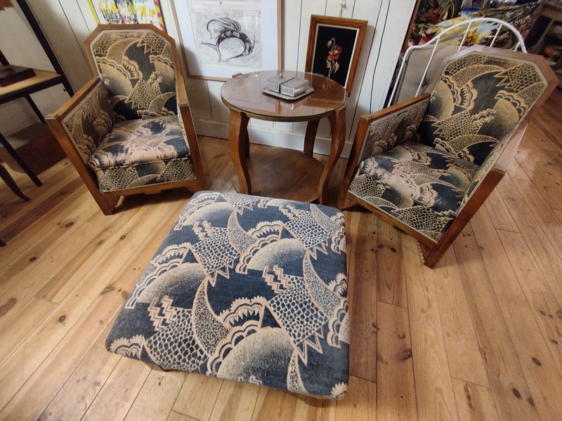 Salon art déco fauteuils et table 