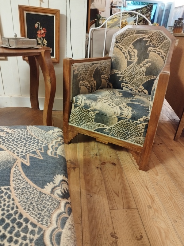 Salon art déco fauteuils et table 