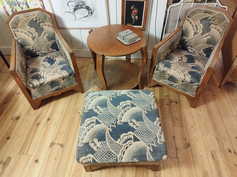 Salon art déco fauteuils et table 