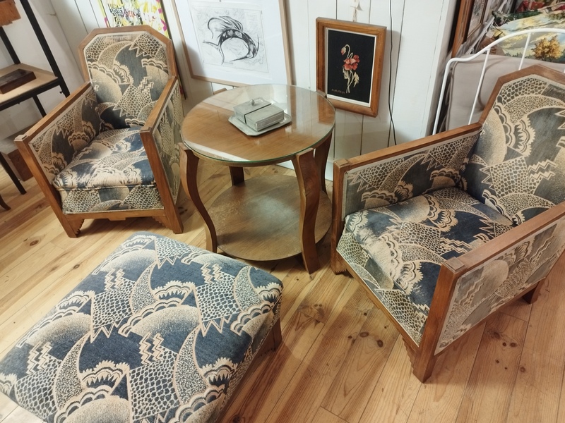 Salon art déco fauteuils et table 