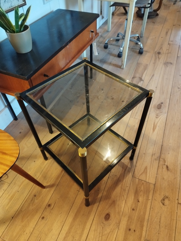 Table d'appoint laiton et verre