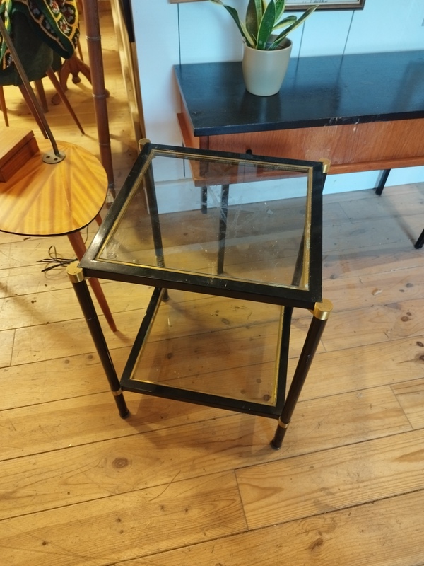 Table d'appoint laiton et verre