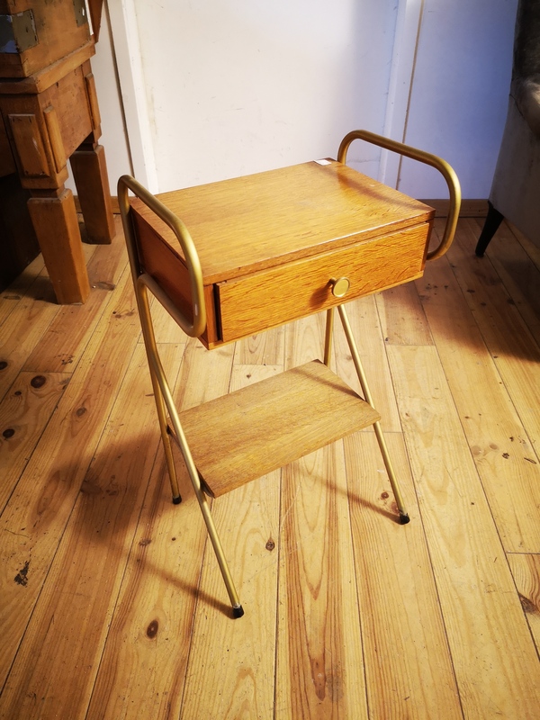 table de chevet Hitier années 60 dorée