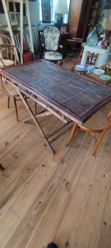 Table pliante en bambou années 60 