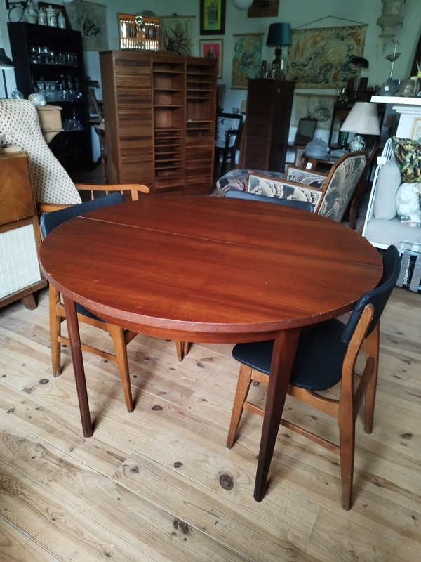 Table ronde à rallonge mid century