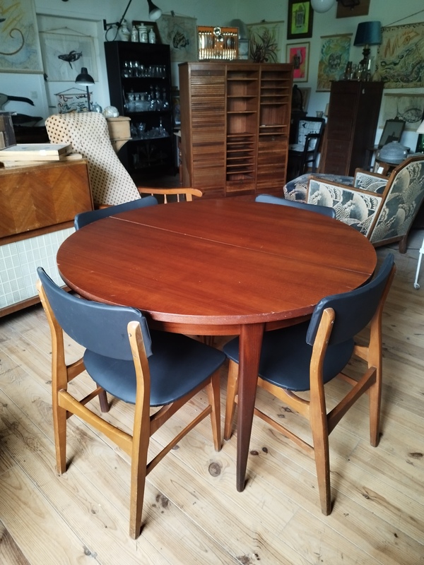 Table ronde à rallonge mid century