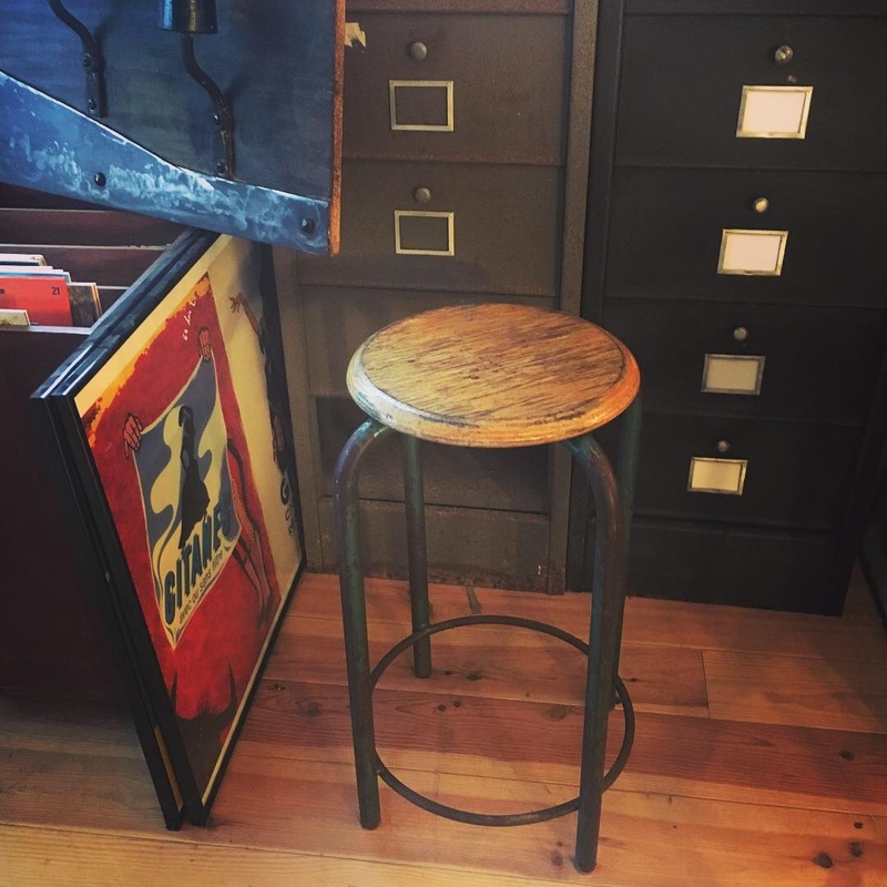 Tabouret atelier metal et bois